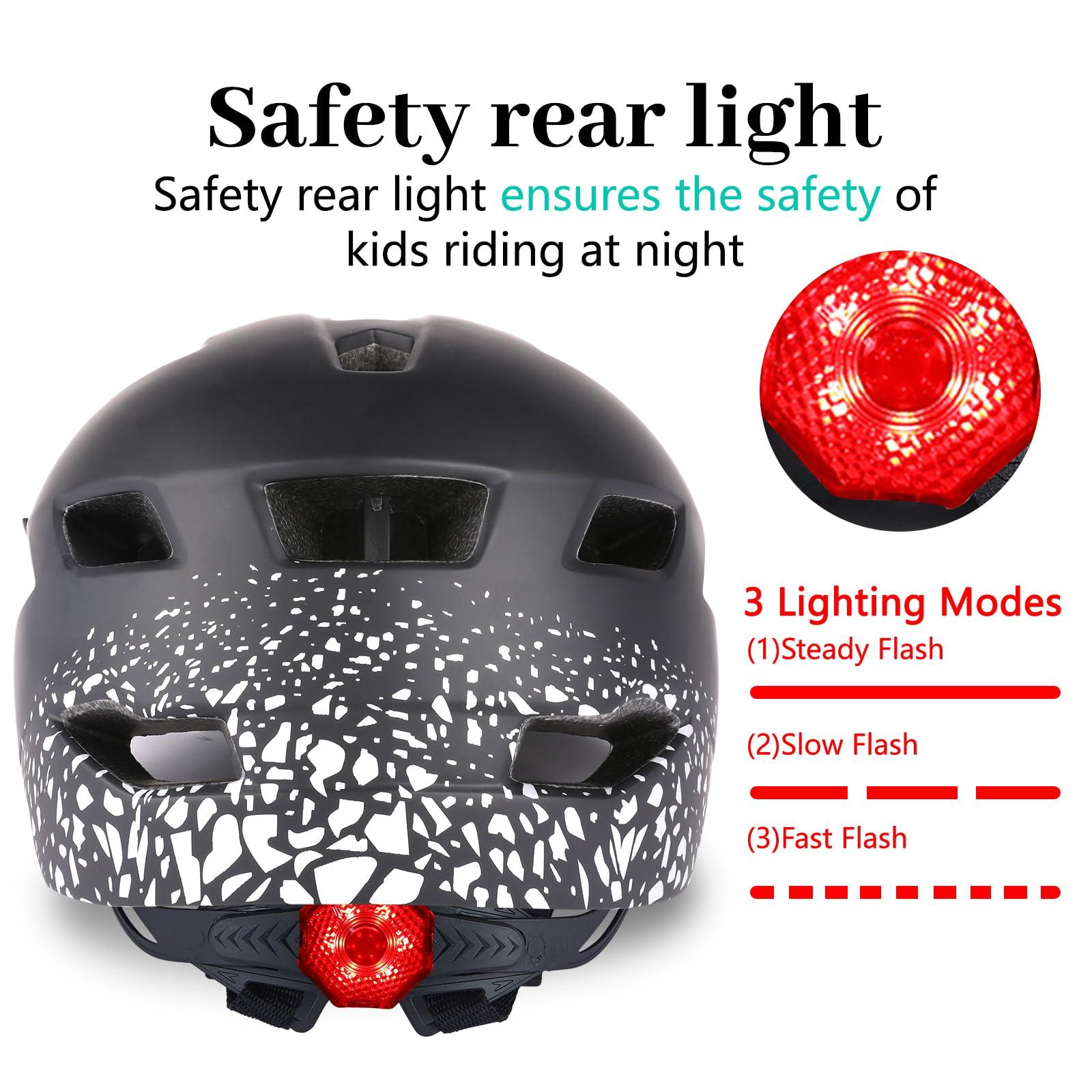 Bilaki Kids Bike Helmet, Youth Toddler Boys Girls Helmets, 2 Size Adjustable for Ages 2-3-5-8-14 Years, Child Helmet with Visor and LED Light, Lightweight Multi-Sport Bicycle Scooter Skate Cycling Helmets
