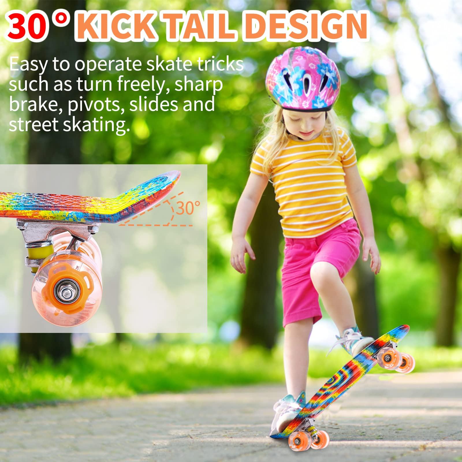 Kqpoinw Kqpoinw Kids Skateboard,22\" Complete Skateboards for Kids,Teens,Grils,Beginners,Skate Board,Rainbow Skateboards with Colorful LED Light up Wheels,Skate Tool, Ideal Gift for Girls,Kids,Teens.