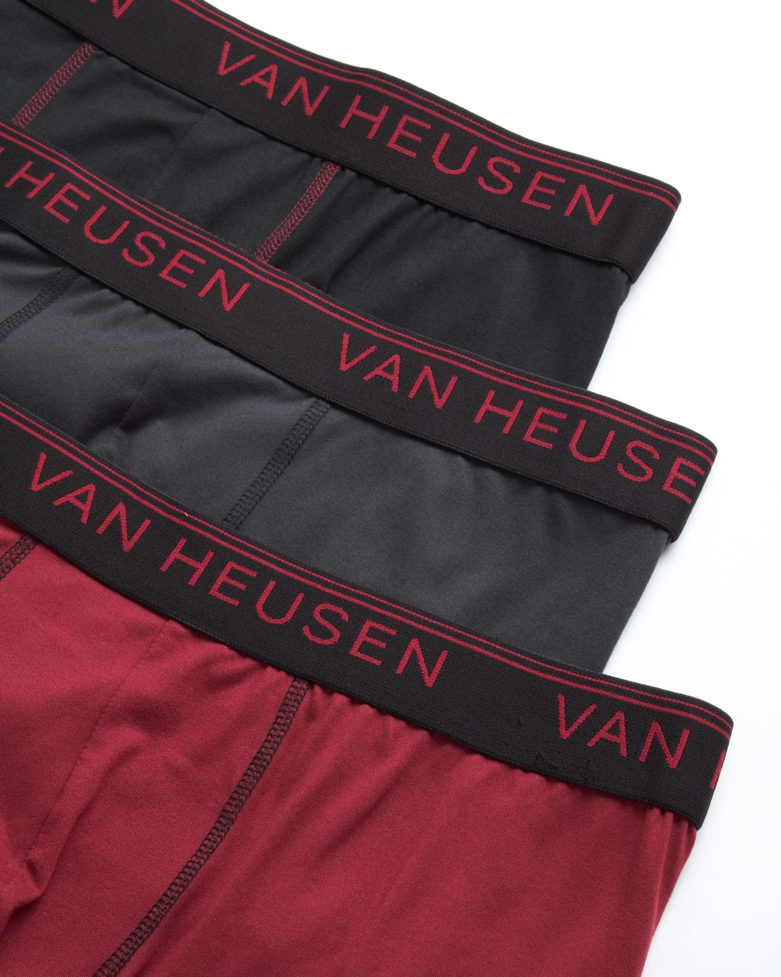 Van Heusen Van Heusen Mens Boxer Briefs - 3 Pack Soft Stretch Mens Underwear Boxers with Contour Pouch, Athletic Briefs for Men (S-XL), Size Medium, Black/Charcoal Grey/Red