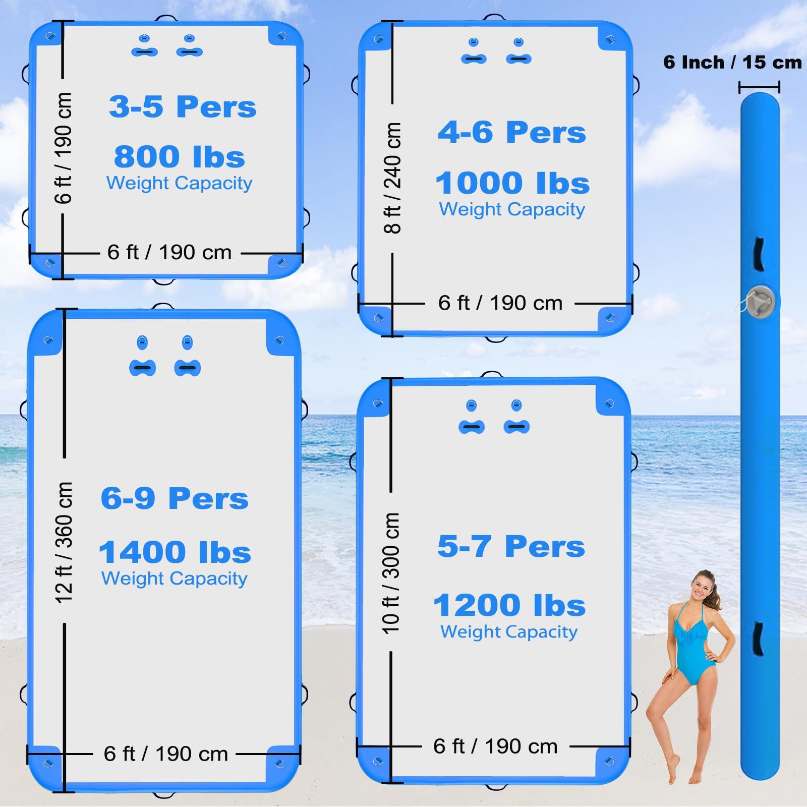 GZKYYLEGS GZKYYLEGS Inflatable Floating Dock, 6 ft x 6 ft Inflatable Swim Platform Dock for Lake, Inflatable Water Floating Dock Mat with Enlarged Non-Slip Surface, Floating Platform for Pool
