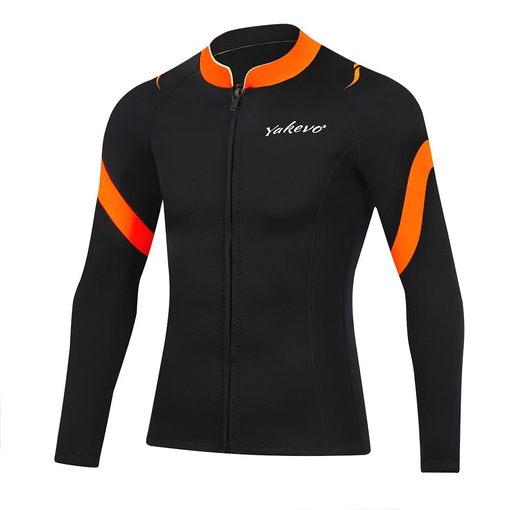 INTBOSS INTBOSS Wetsuit Top Men,3mm Mens Wetsuit Top Long Sleeve Wetsuit Jacket Men Front Zip Warm Neoprene Wets Suit Jackets for Men Stretch Mens Wetsuit Jacket