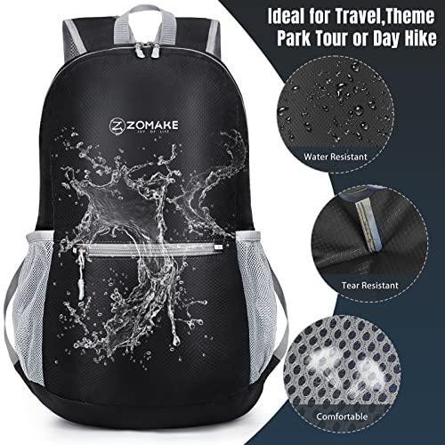 ZOMAKE ZOMAKE Ultra Lightweight Hiking Backpack 20L - Packable Small Backpacks Water Resistant Daypack for Women Men(Black)
