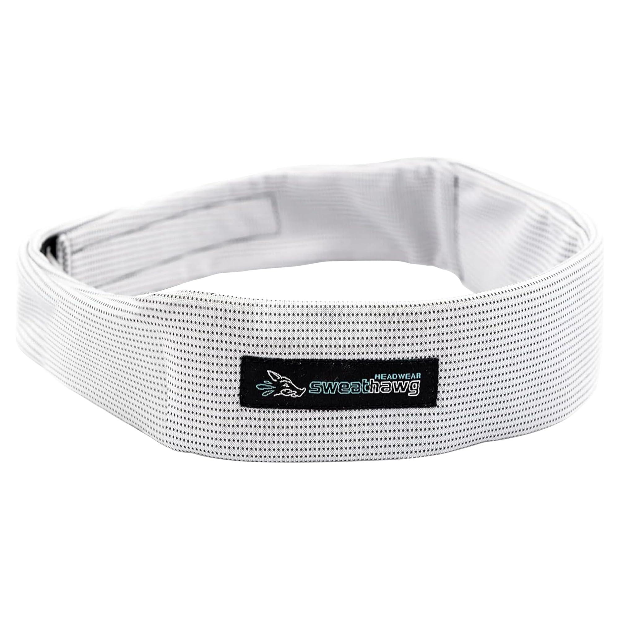 SweatHawg Headwear SweatHawg Double Absorbency Headband| Adjustable Sports Headband for Men & Women | Ultra-Wicking, Quick Drying and Cooling/Lightweight Sweat Control | Ideal for Work, Workouts, and Sports | White
