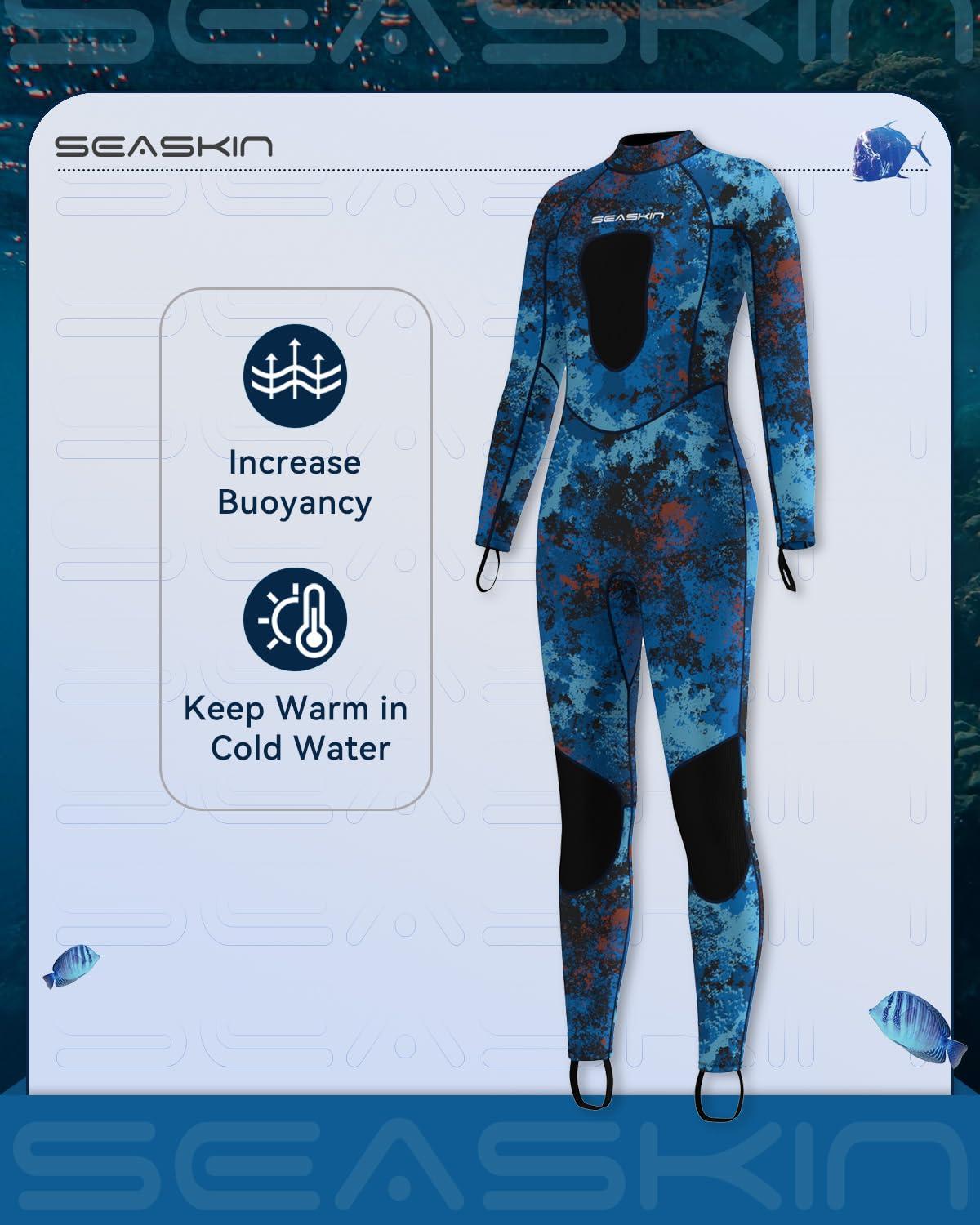 Seaskin Seaskin Spearfishing Wetsuit for Womens, 1.5mm 3mm Neoprene Full Body Diving Suits