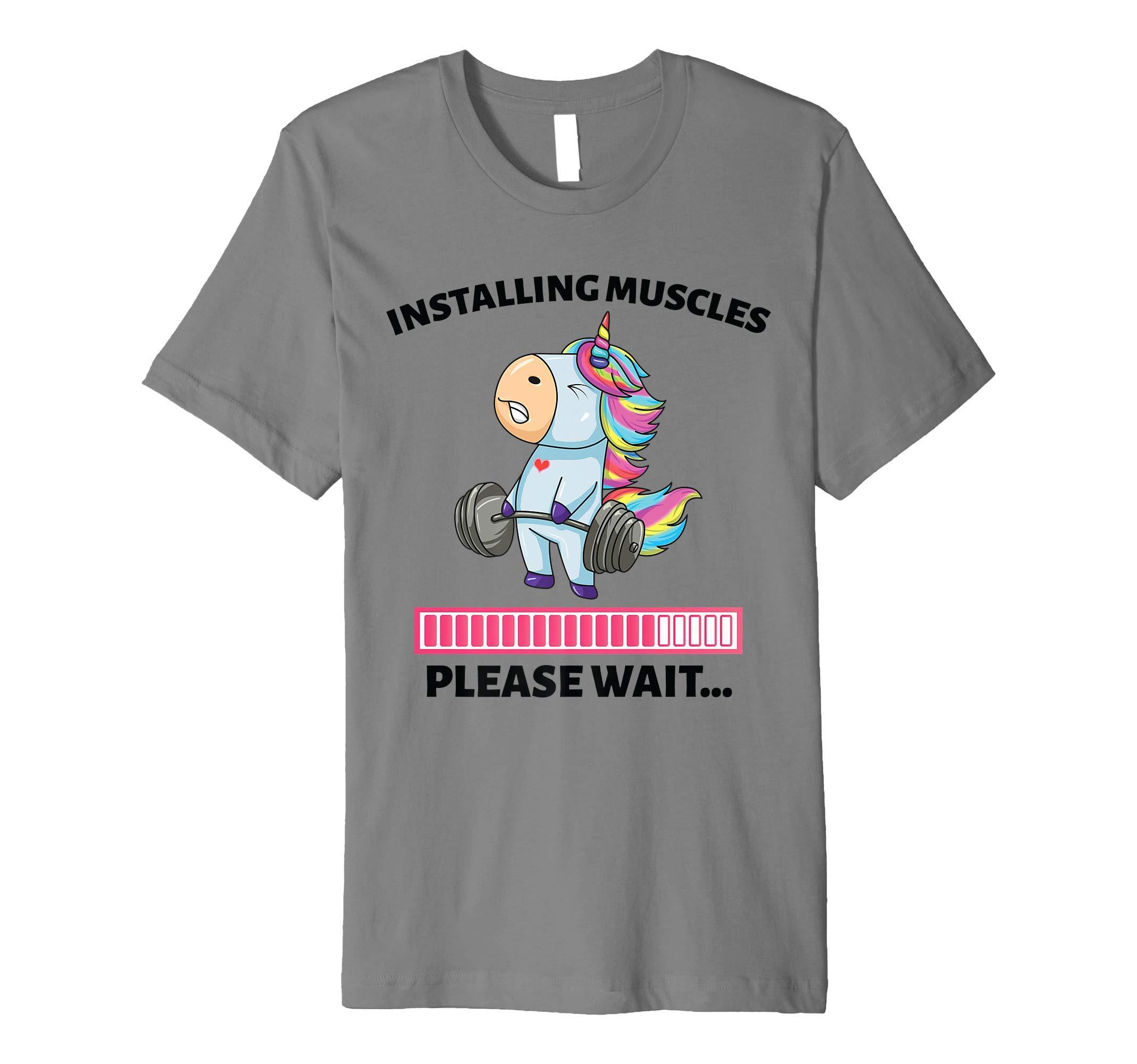 Happy Fitness Apparel Installing Muscles Unicorn Weight Lifting Fitness Motivation Premium T-Shirt