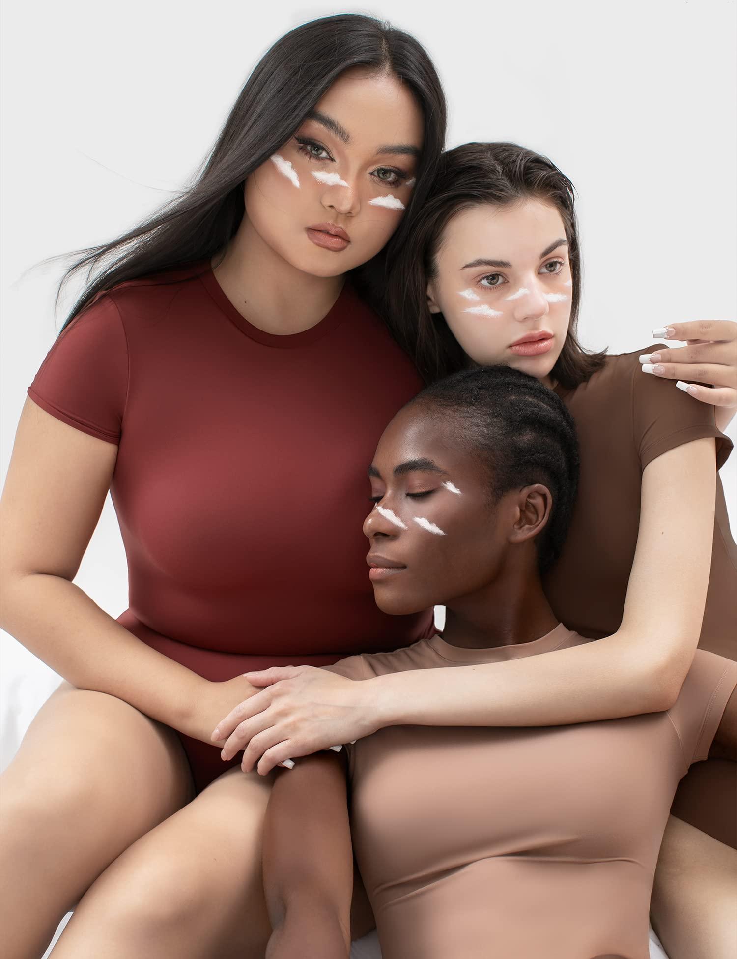 PUMIEY PUMIEY Bodysuit for Women Short Sleeve Body Suits Crew Neck Red Tops Women Fashion Clothing Cherry XX-Large