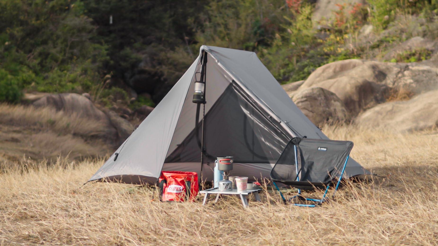 OneTigris OneTigris HILLRIDGE Backpacking Tent, Waterproof Windproof 2 Person Tent, 20D SIL-Coated Nylon, Single Layer, Ultralight 3 Season Tent for Camping Hiking Canoeing Travel (Wolf Gray)