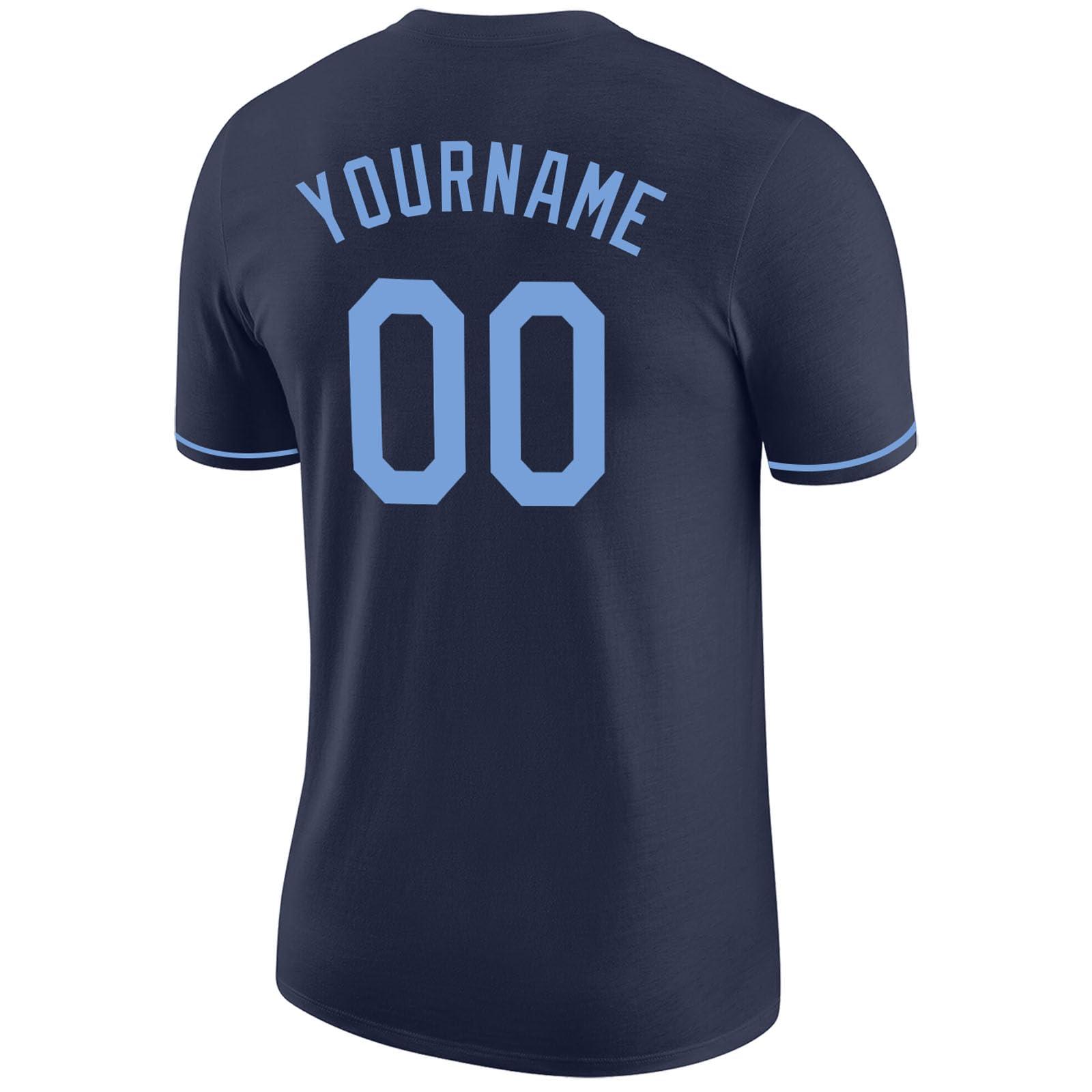 LTOCMKIY Custom Navy Sky Blue Baseball Team Shirts Polyester Short Sleeve Personalized Baseball Jerseys for Men Women Youth Printed Name Number Logo