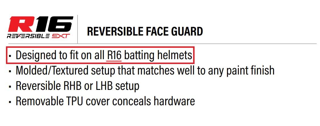 Rawlings Rawlings | R16 Reversible Extension Piece | Reversible Face Guard | Matte Scarlet
