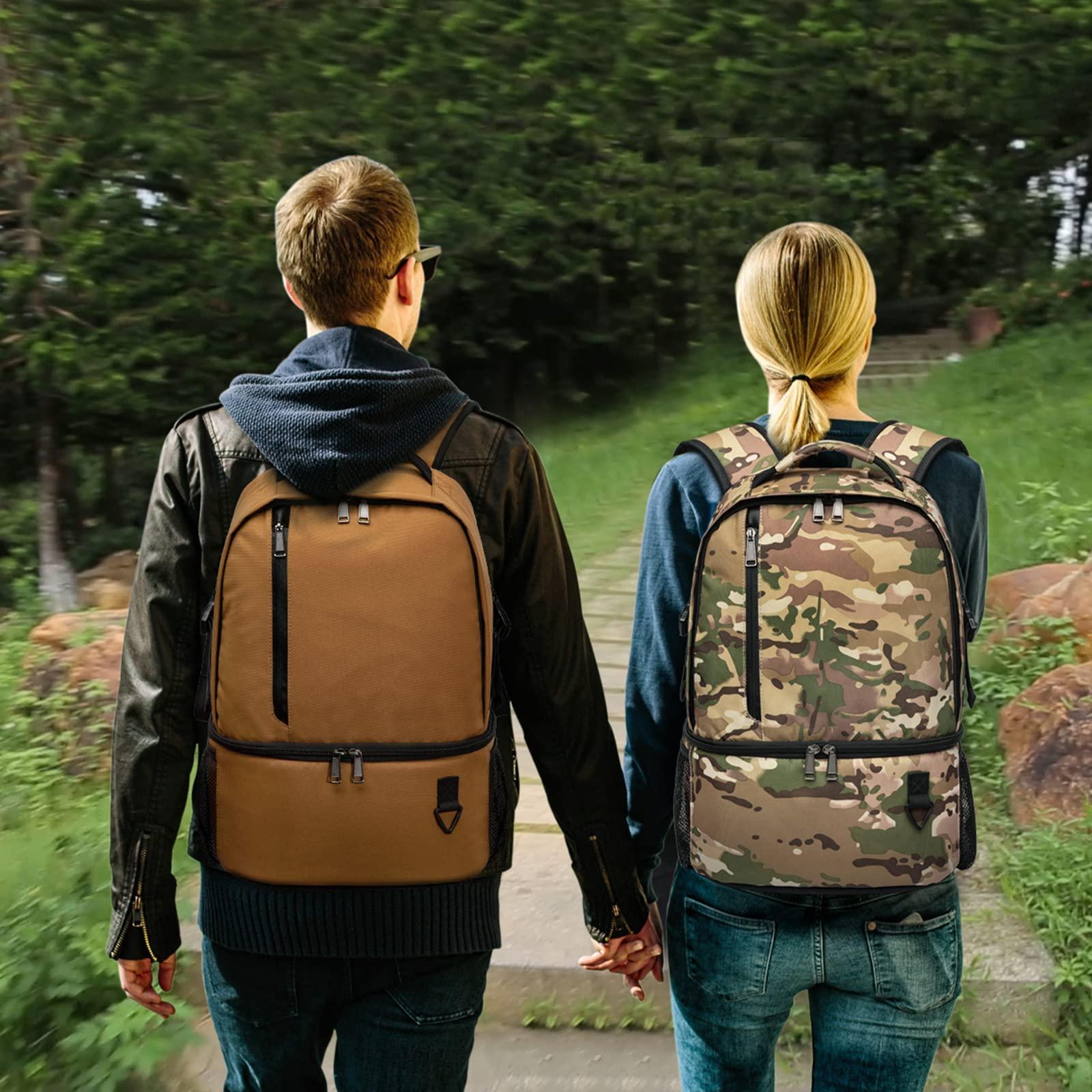 TUGUAN TUGUAN Insulated Cooler Backpack 38/42 Cans Double Deck Leakproof Lightweight Soft Lunch Backpack Small Cooler Bag Beach Picnic, Brown