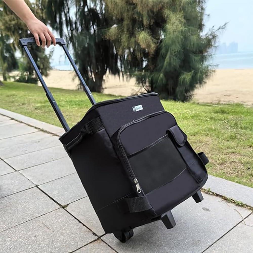 HipierFx Portable Cooler with Wheels and Handle Collapsible Rolling Cooler Leakproof Insulated Soft Kayak Cooler Bag for Camping Patio Travel Outdoor Ball Fields