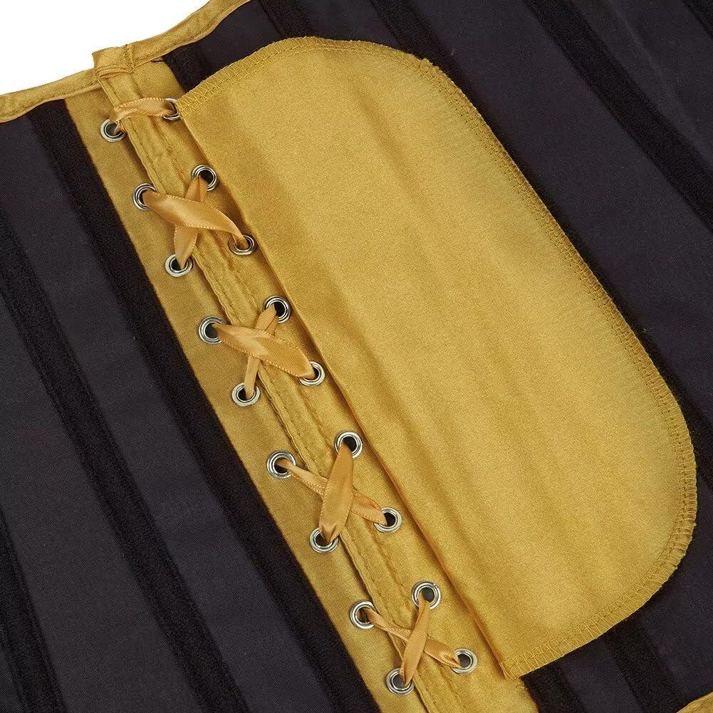 Jutrisujo Yellow Corset Top Bustier Victorian Lace up Lingerie Women Overbust Renaissance Halloween Satin Plus Size Fashion XS