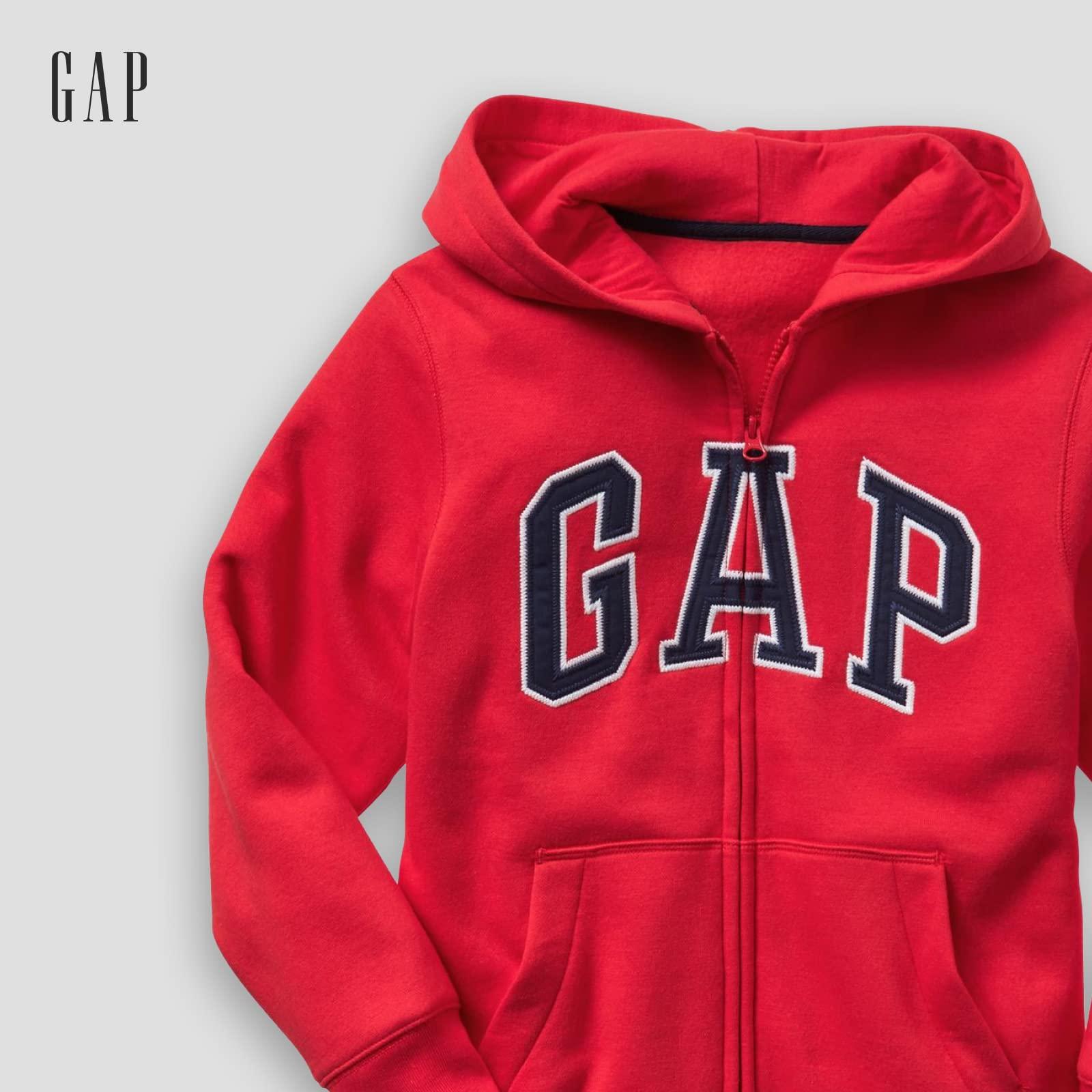 GAP GAP boys Logo Hoodie Zip Sweatshirt, Pure Red V2, Medium US