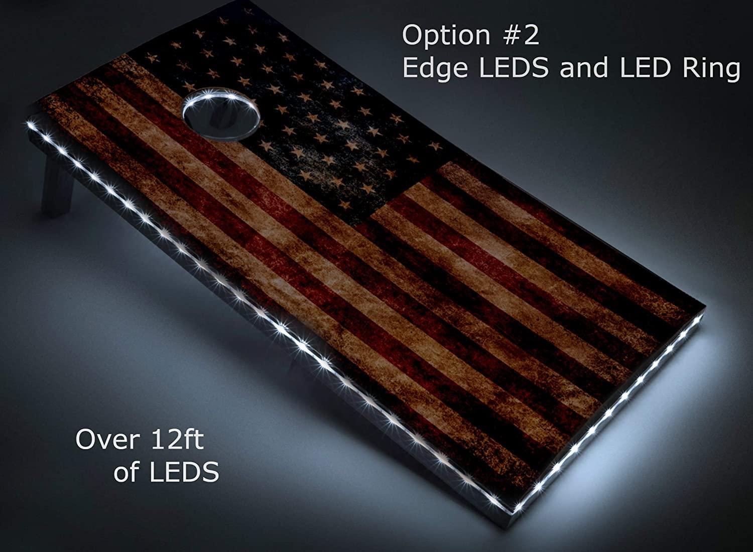 Tailgating Pros Tailgating Pros Rustic American Flag Cornhole Boards w/Bean Bags - 4\'x2\' Distressed Flag Cornhole Game w/Carrying Case & Corn Hole Bags