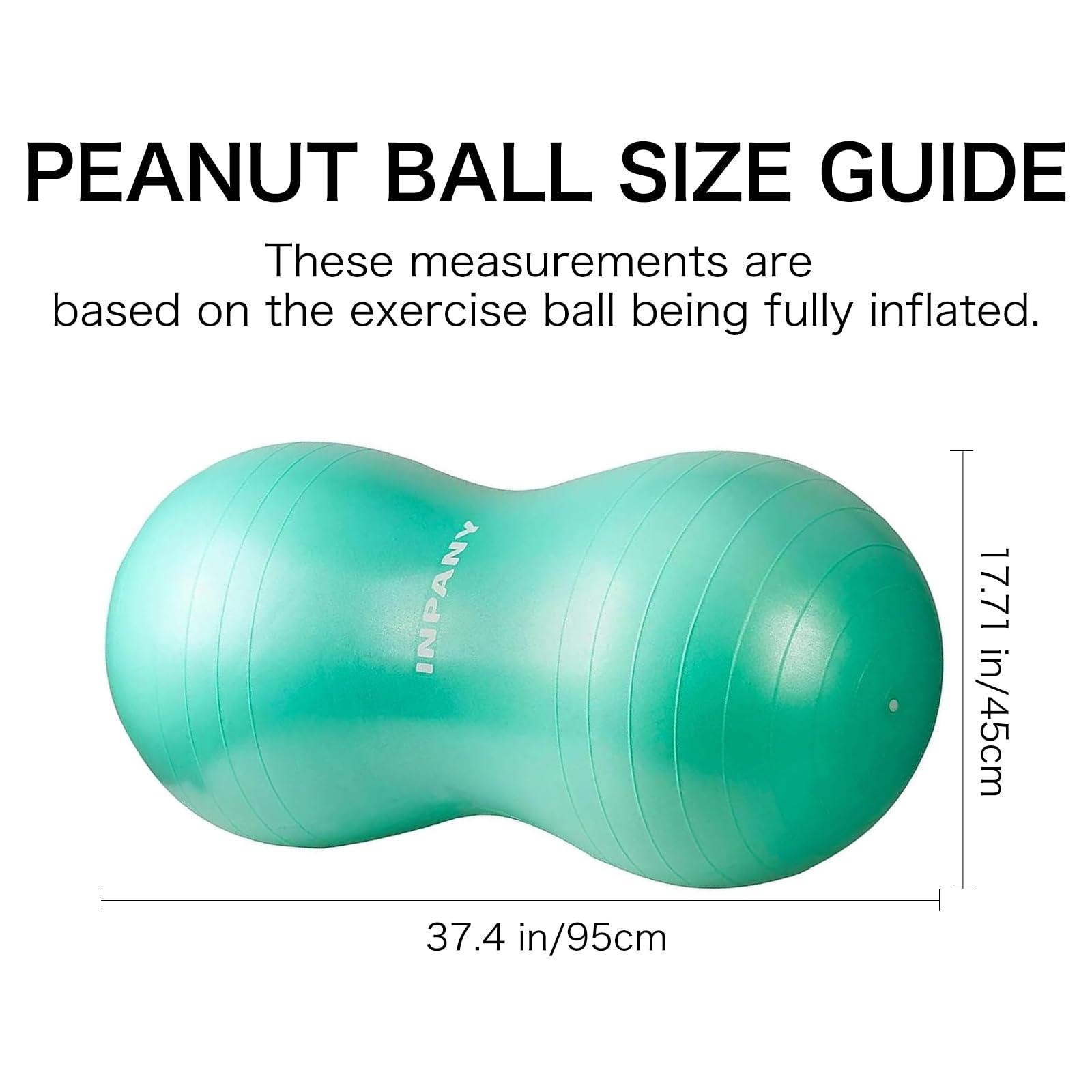 Inpany INPANY Peanut Ball - Anti Burst Exercise Ball for Labor Birthing, Physical Therapy for Kids, Core Strength, Home & Gym Fintness (Include Pump)