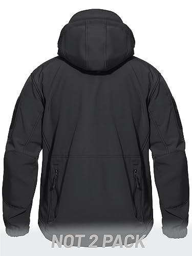 TACVASEN TACVASEN Men\'s Army Military Soft Shell Hooded Fleece Tactical Jacket Coat Black,US L(fit chest:39\"-42\")