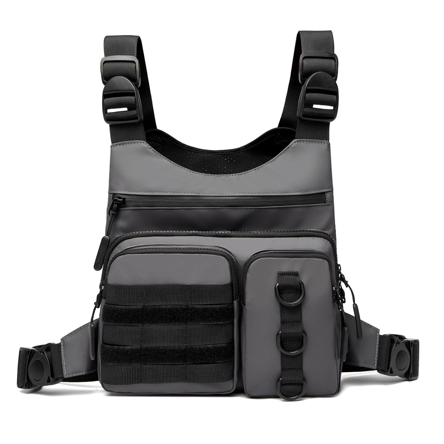 Criuage Criuage Outdoor Chest Bag for Men, Lightweight Running Vest with Water Bottle Pocket, EDC Chest Pack for Hiking,Cycling