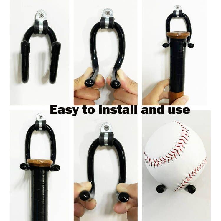 AUXPhome AUXPhome 4Pack Baseball bat Stand Baseball Holders Storage hanger Rack, Wall Mounted Sports Memorabilia and Collectibles bracket for Baseball bat and Balls Display for Sports Lover,No Ball & Bat