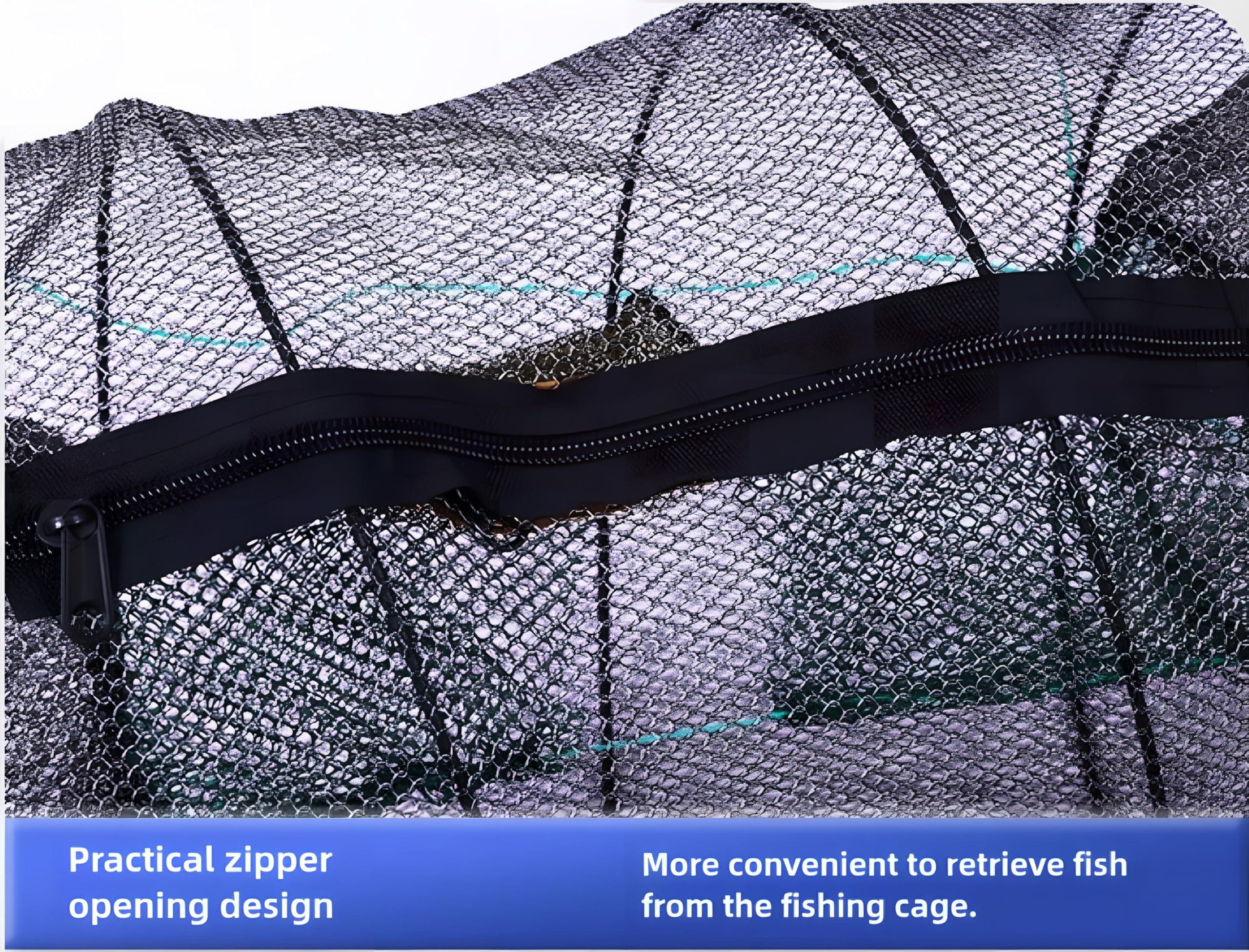 EASY BIG EASY BIG Portable Collapsible Crab Traps, Foldable Crabbing Nets for Lobster, Shrimp, Carp, Crayfish, Galvanized Steel Wire, Polyethylene Mesh