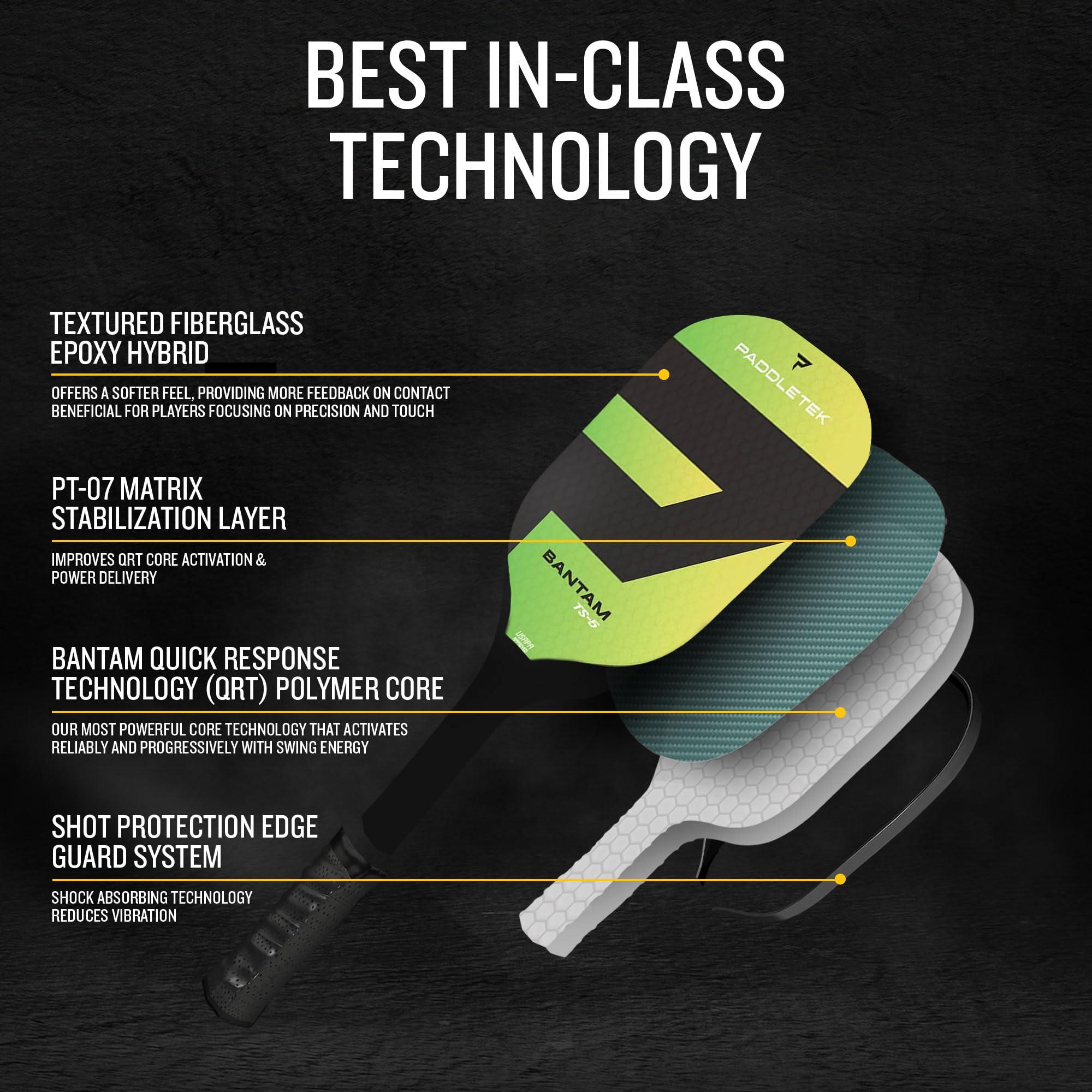 Paddletek Paddletek Bantam TS-5 Pickleball Paddle | Professional Pickleball Paddles with Honeycomb Core, Textured Fiberglass Epoxy Hybrid Surface, Bantam PolyCore & High Tack Performance Grip | USAPA Approved
