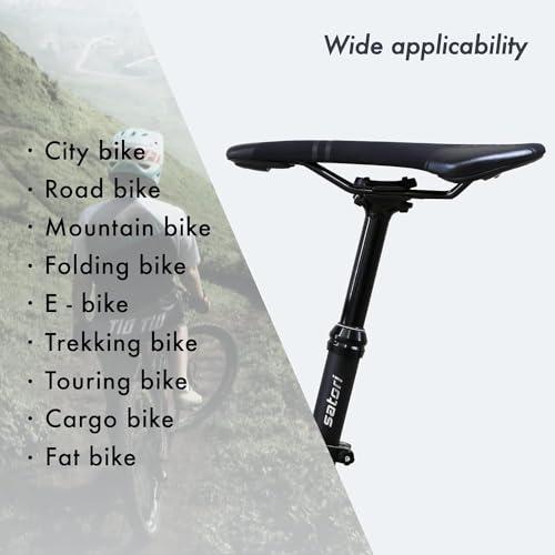 DJC Components DJC MTB Dropper Seatpost Height Adjustable 125mm Travel Stroke External Cable Routing Remote Control Satori(External 31.6mm Diameter)