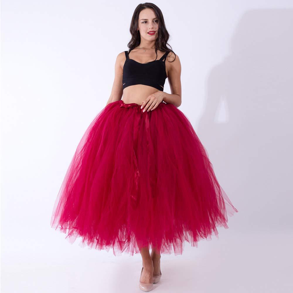 NineFit Basics Plus Size Tutu Skirts for Women Women Mesh TulleTutu Skirt Bridesmaid Princess Skirt Bubble Women Tutu Skirt Set Wine Red