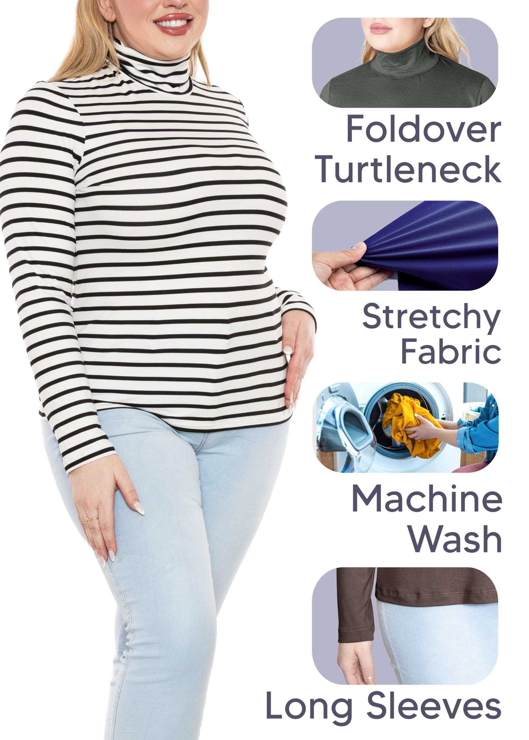 STRETCH IS COMFORT Women's Plus Size Long Sleeve Turtleneck Top Red 5X