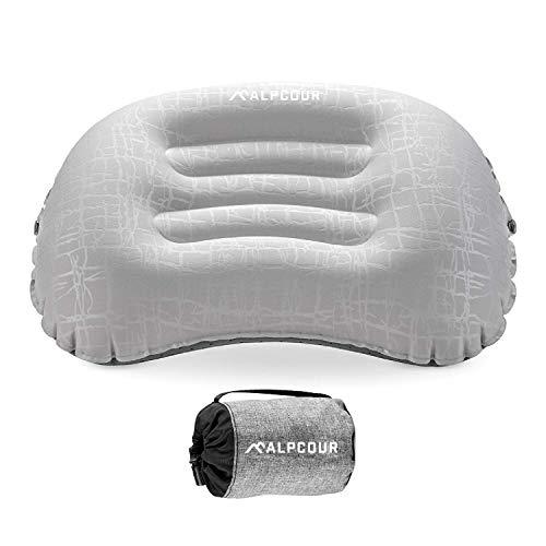 Alpcour Alpcour Camping Pillow Large, Inflatable, Ultralight Sleeping Pillow with Easy Blow Up Design, Soft Waterproof Exterior Cover and Compact Carry Case for Hiking, Backpacking, Airplane Travel & More