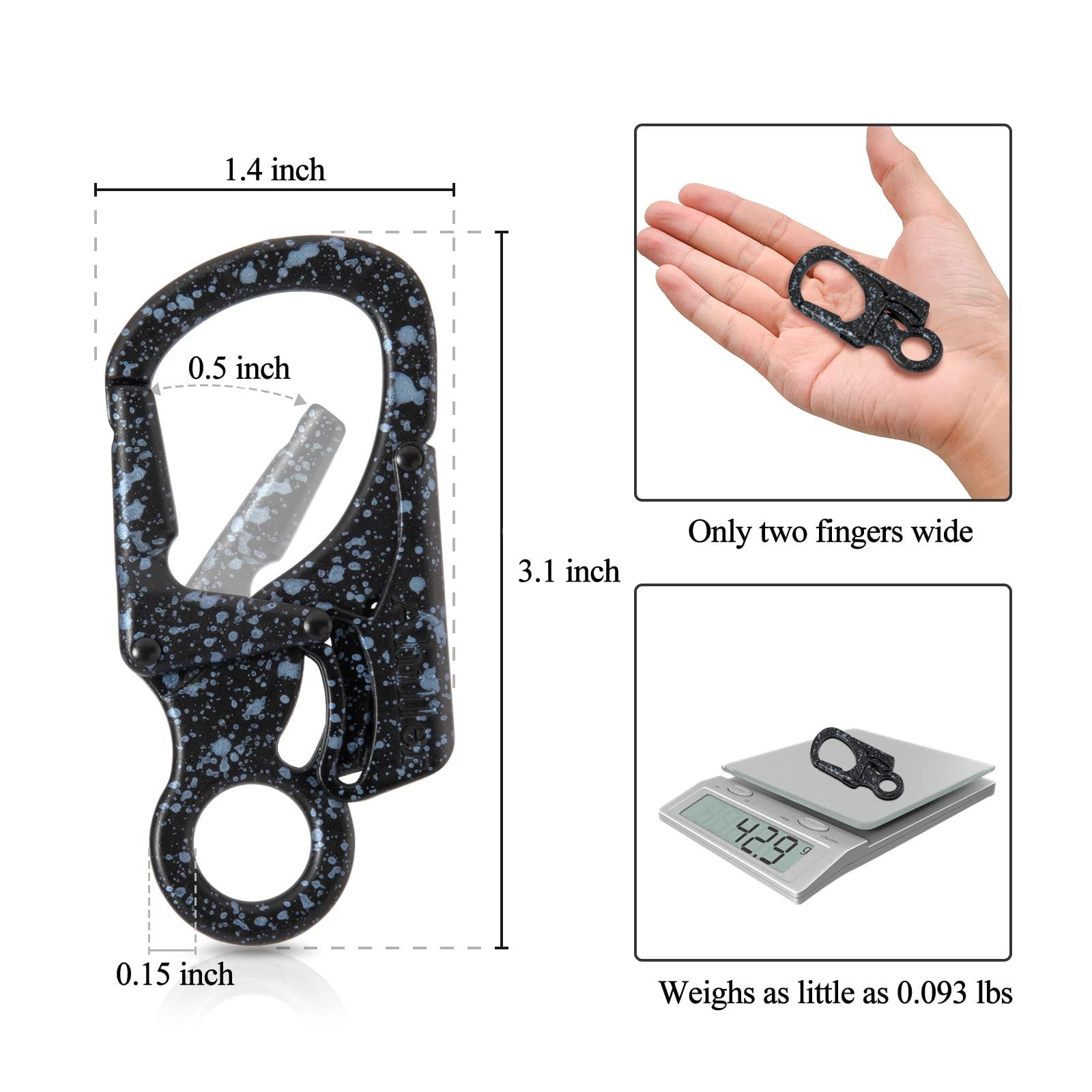 Ahiller Ahiller Carabiner Clip, Double Anti-Misopening Locking Design, 3" Zinc Alloy Heavy Keychain for Outdoor Camping Hiking, Key Ring Clip (Black Blue-1P)