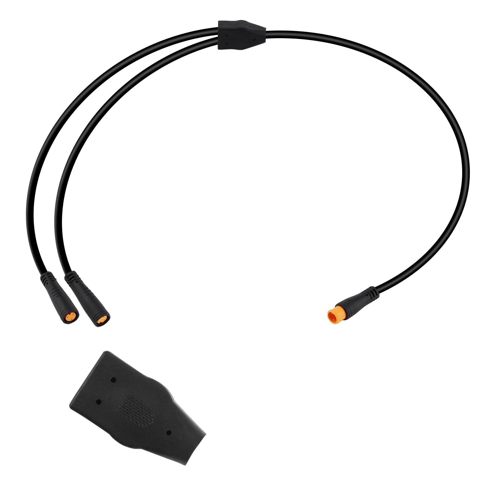 baluoqi baluoqi Electric Bike 1T2 Cable Y-Splitter Extending Wire with Waterproof 3 Pin Connector Extension Cable for Ebike Light, Gear Sensor and Brake in Ebike Conversion Kit