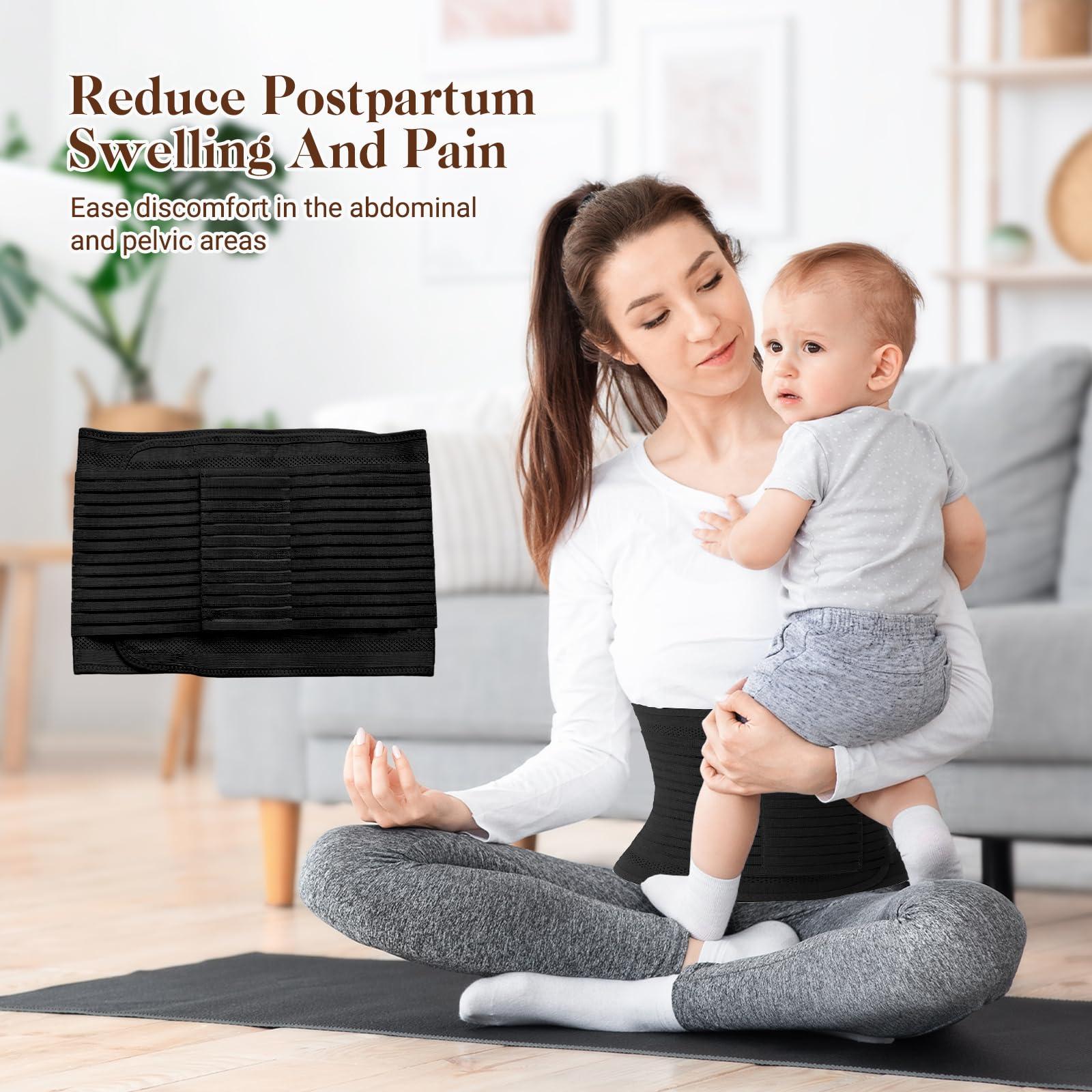 Trendyline Trendyline Postpartum Belly Band for Women: Abdominal Binder Post Surgery Stomach Compression Support Belt - Post Partum Waist Girdle C Section Recovery Wrap Black