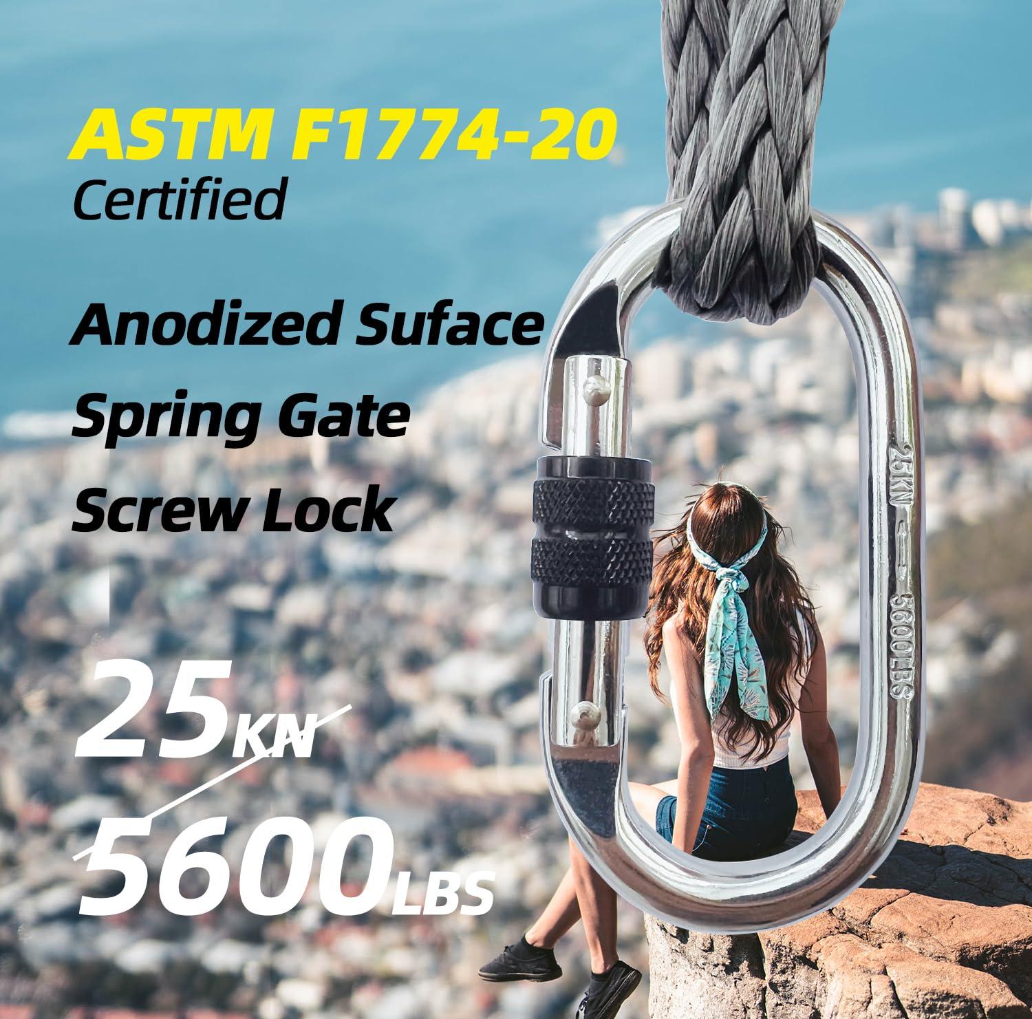 EZYA EZYA Carabiner Clips Heavy Duty 25KN/5600LB - 4.3\" Large Caribiniers for Hammocks, Rigging, Gym, Yoga - Steel Caribeana