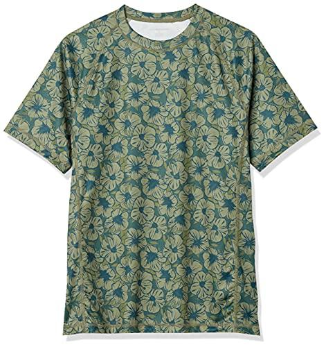 Amazon Essentials Amazon Essentials Men's Slim-Fit Short-Sleeve Quick-Dry UPF 50 Swim Tee, Olive Hibiscus Flower, X-Small