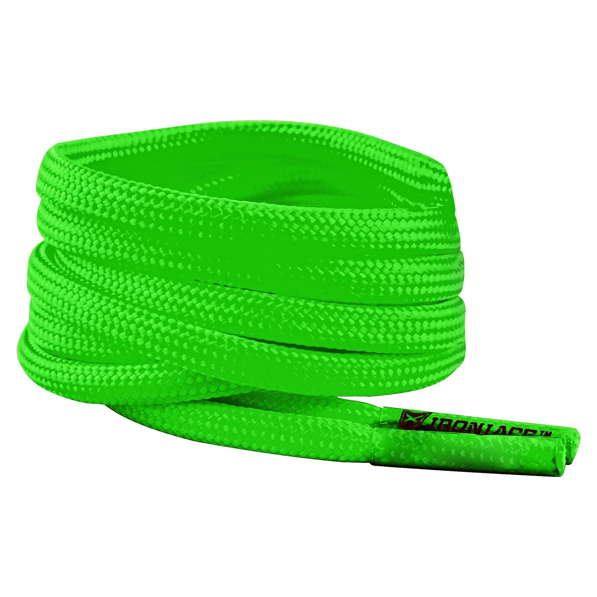 IRONLACE IRONLACE - Paracord 550 Laces Type III, Heavy-Duty, Universal Boot & Shoe Laces, Stretchable Nylon, 550-Pound Breaking Strength, Neon Green, 9/64 Inch (3.5mm) Tip Diameter, 45-Inch, 1-Pair