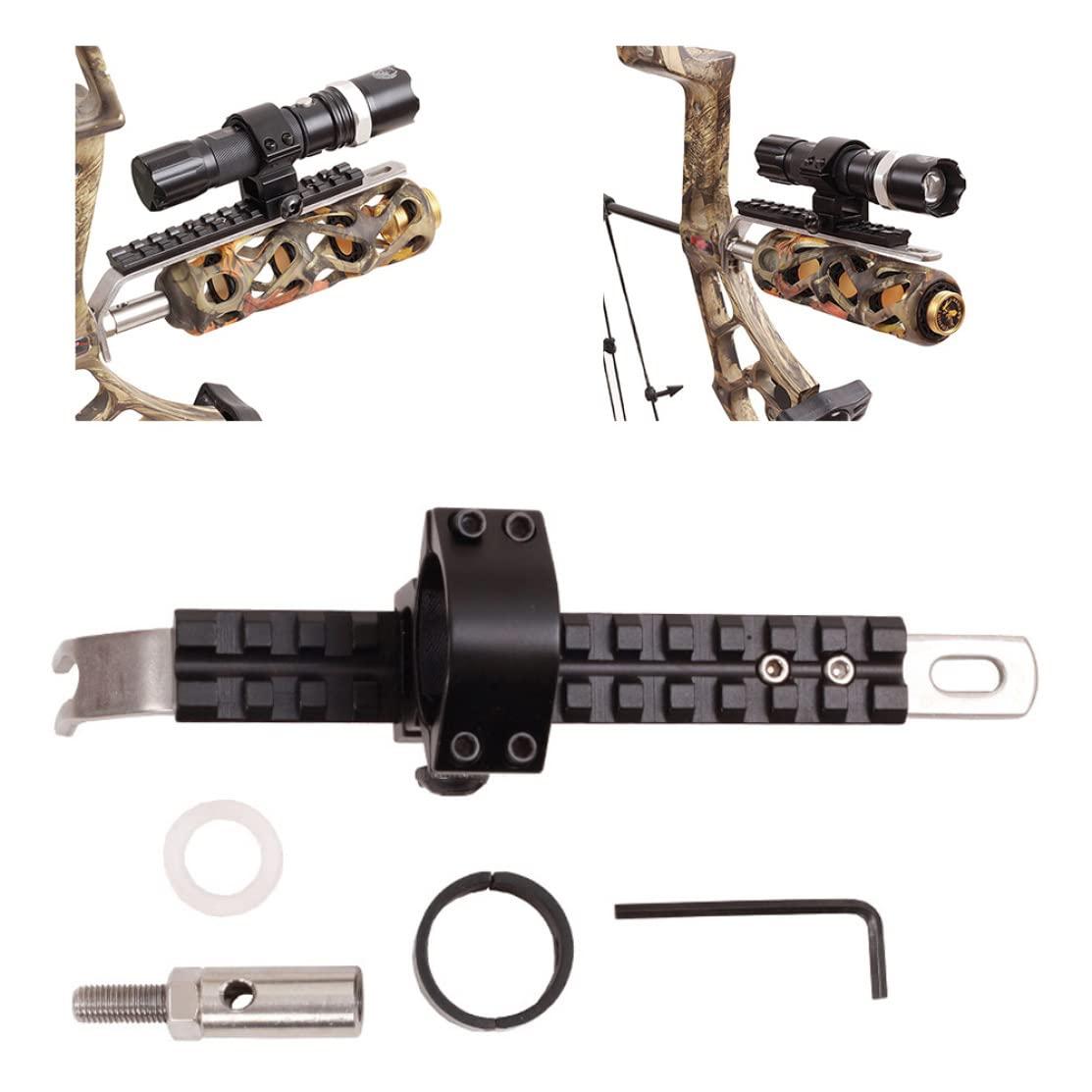 Muzrunq Bow Arrow Flashlight Bracket Heavy Duty Metal Mount Stabilizer Bracket for Compound Bow.