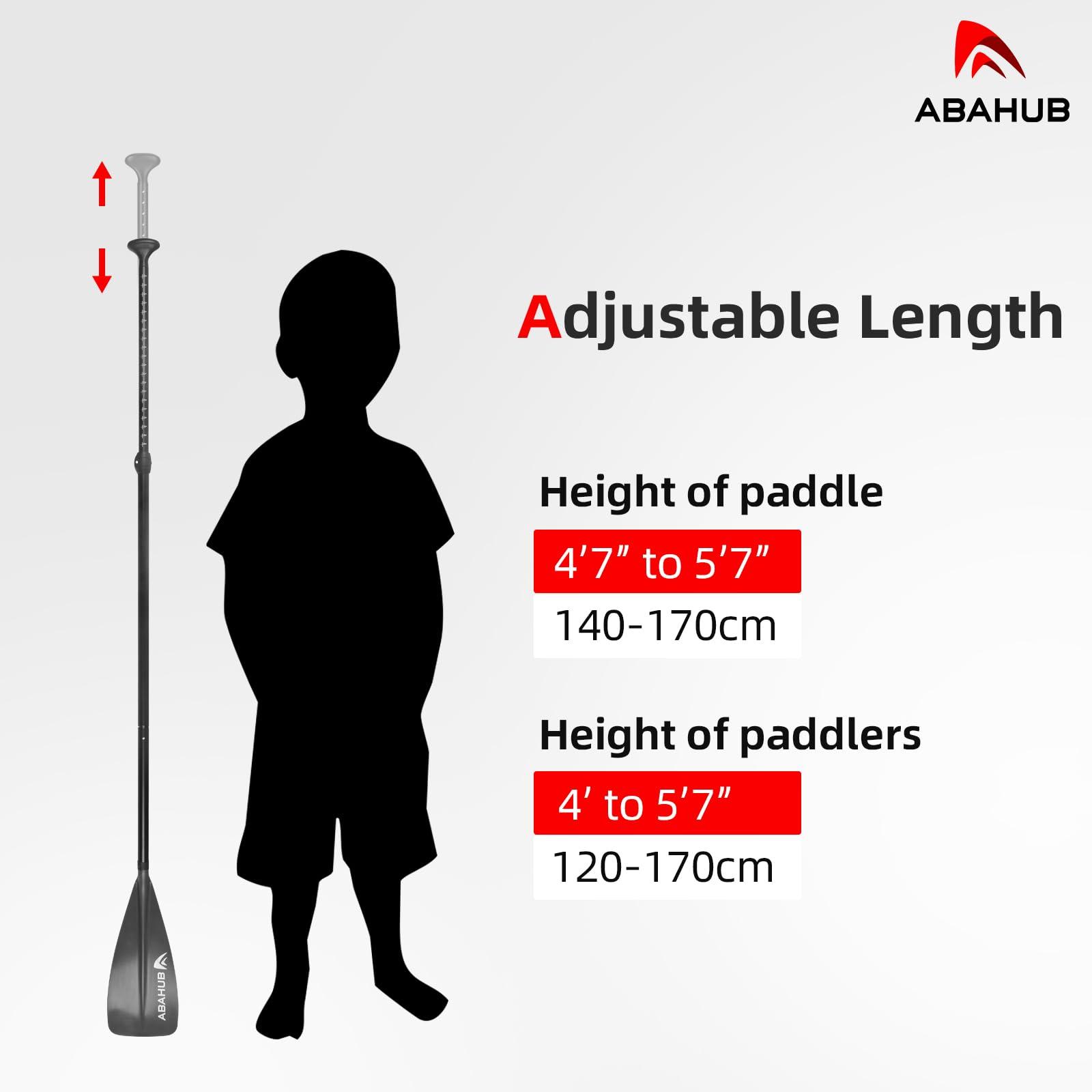 Abahub Abahub Kids SUP Paddle - 3 Piece Adjustable Stand Up Paddle Board Paddles 55" - 70",Durable, Lightweight & Floating Paddleboard Oar,Gray