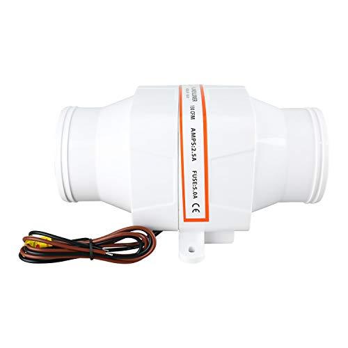 YaeMarine YaeMarine 3 Inch 12V in-Line Blower Electric in-Line Marine Bilge Air Blower 130 CFM White for Boat Marine