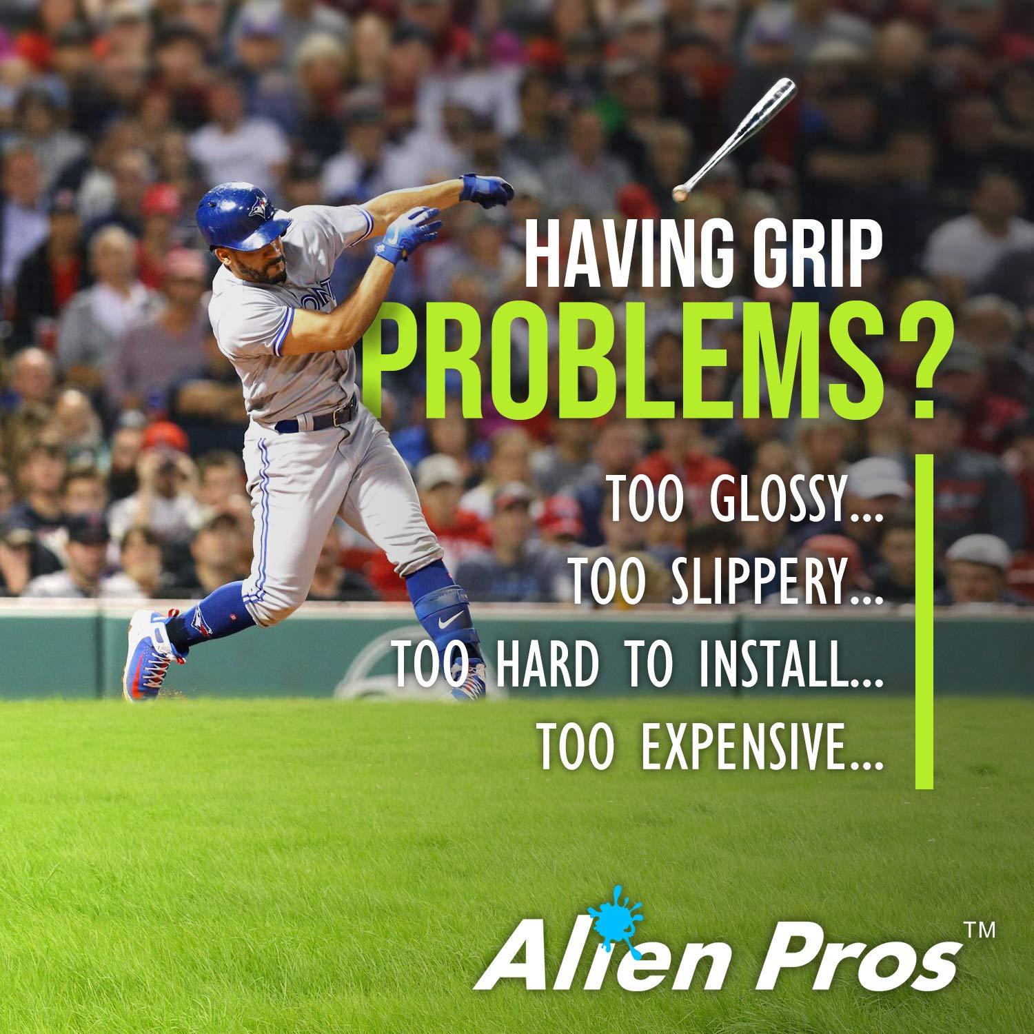 ALIEN PROS ALIEN PROS Bat Grip Tape for Baseball (2 Grips) 1.1 mm Precut and Pro Feel Bat Tape Replacement for Old Baseball bat Grip Wrap Your Bat for an Epic Home Run (2 Grips, Blue Beats)