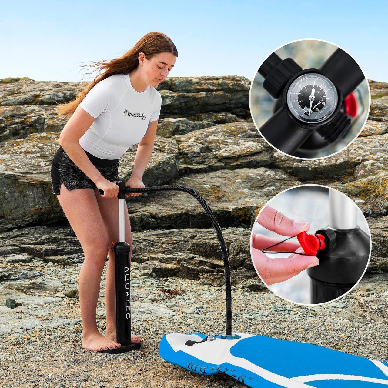 AQUATEC AQUATEC 6" Thick Inflatable Paddle Boards - Premium Paddle Board | SUP Accessories - Adjustable Paddle, Pump & Backpack (10.5ft Pro Board (187lb MAX), without Seat)