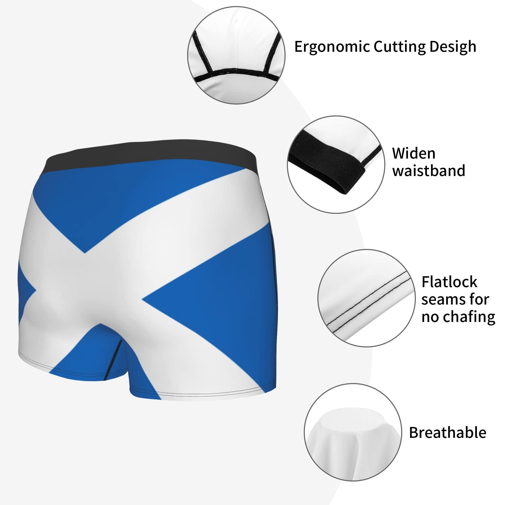MOCSONE Scottish flag Mens Boxer Briefs Underwear Breathable Stretch Boxer Trunk with Pouch for Men, Youth