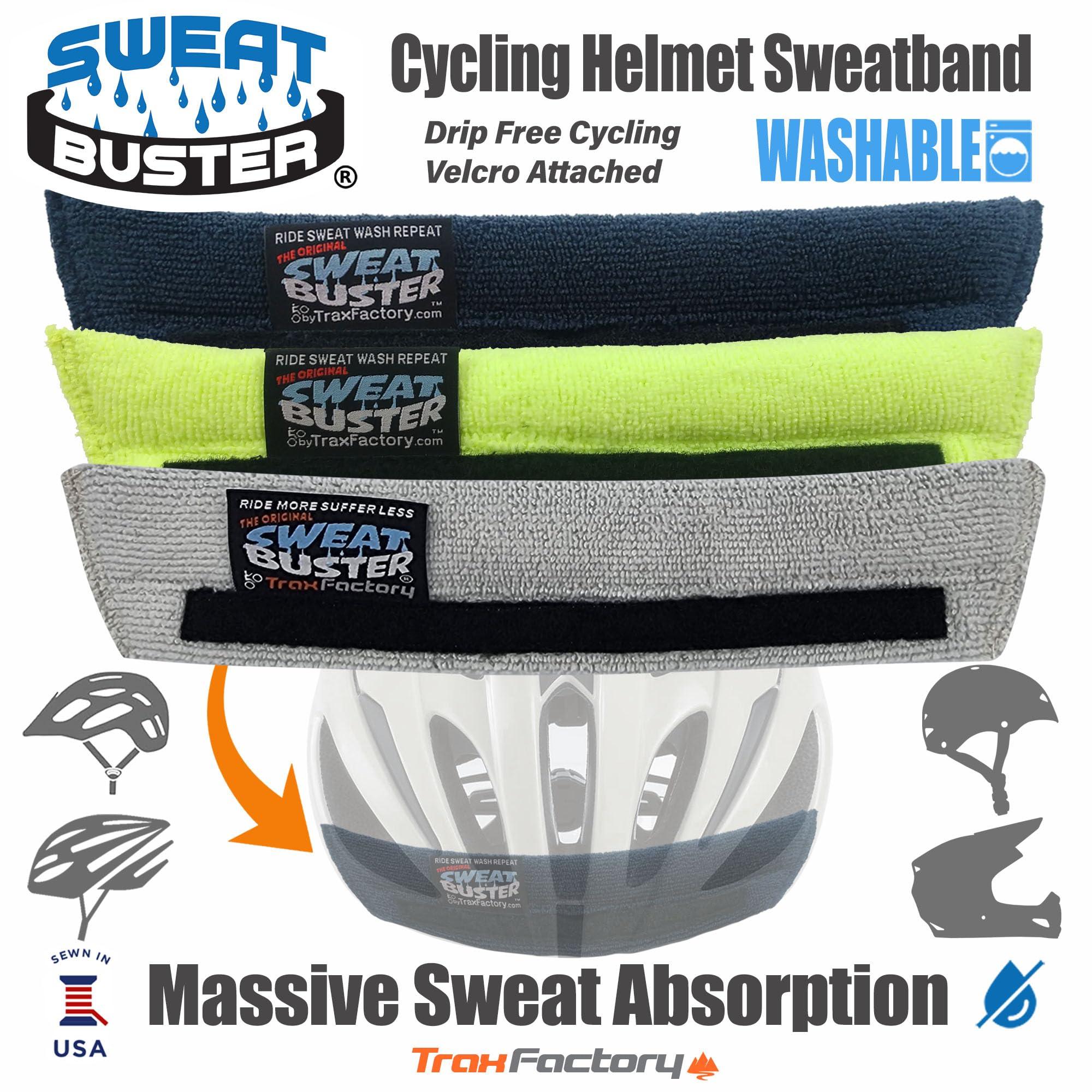 Sweat Buster Sweat Buster Bike Helmet Sweatband – Stops Sweat Dripping, Keeps You Cooler, Premium Comfort, Simple Helmet Integration & Quick Removal for Washing. Mountain Biking, Road Biking or Any Cycling. 2 Pack