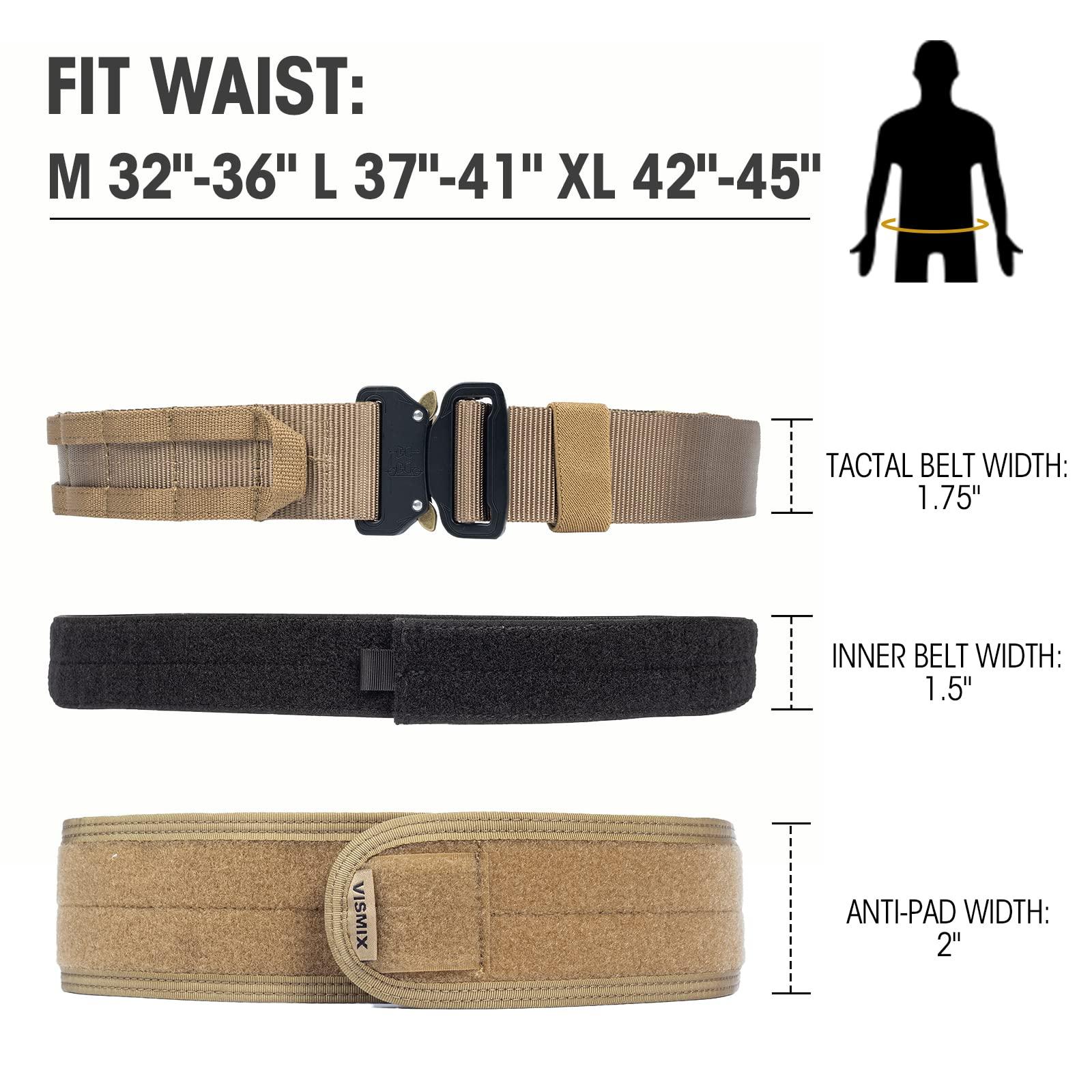 VISMIX VISMIX Tactical Belt, Quick Release 1.75\" MOLLE Battle Belt with Inner Belt and Anti-Slip Pad- Heavy Duty Battle Belts