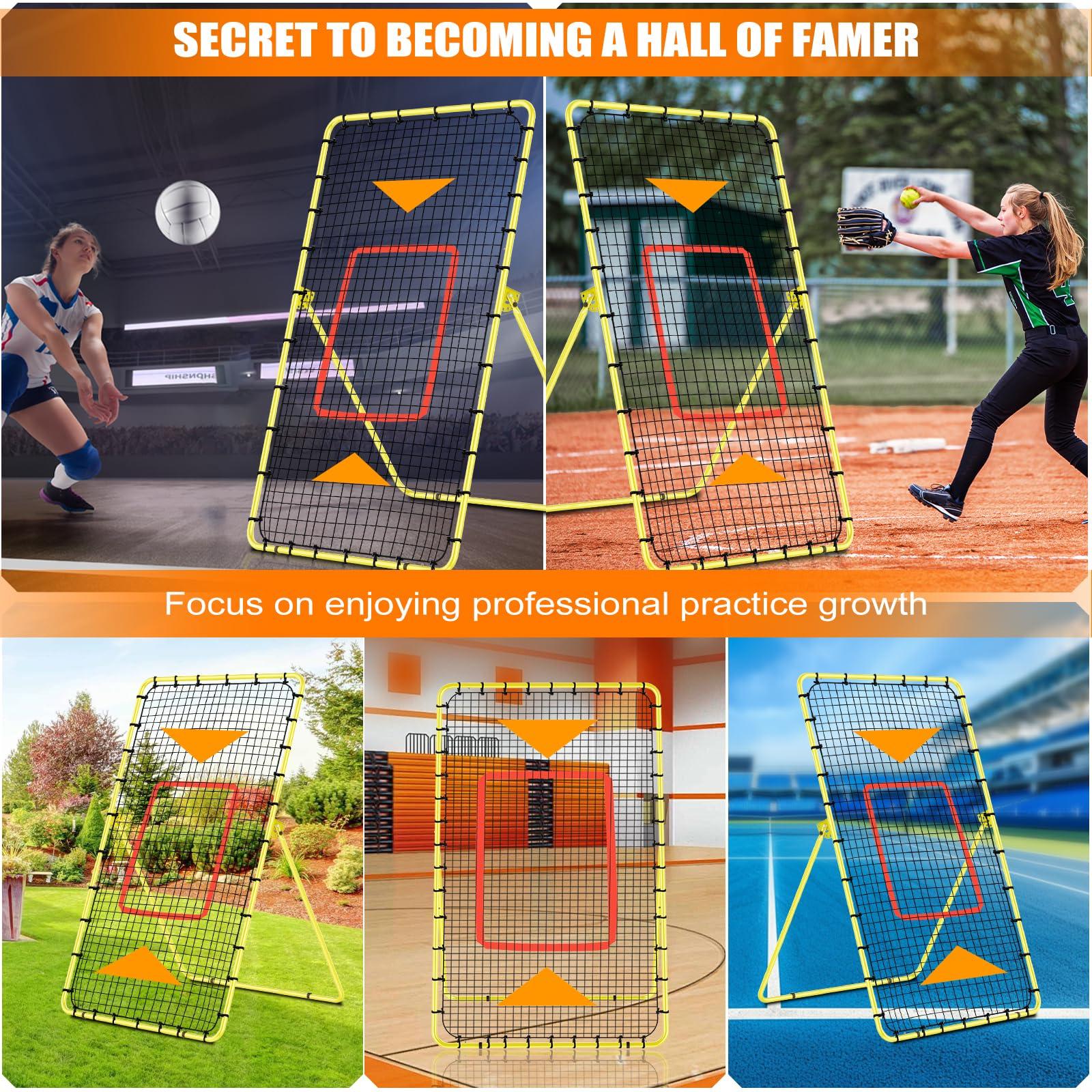YNSZAS YNSZAS [3-in-1] Pitch Back Rebounder Practice Net, 6x4 FT Adjustable Bounce Back Return Net for Volleyball Softball Lacrosse Soccer Baseball Throwback Trainer Gifts, Profession Training Machine