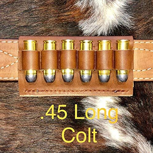 vsdfvsdfv Cartridge Belt Slide Pistol Ammunition Carrier Leather Brown (Brown, 38/357Caliber)