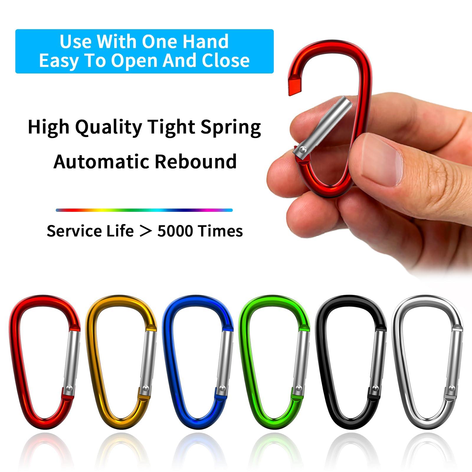 XIECHANEE XIECHANEE 30PCS 2\" Carabiner Clips, Small D Shape Carabiner Clips with Key Rings and Wire Keychain Cable, Multicolor