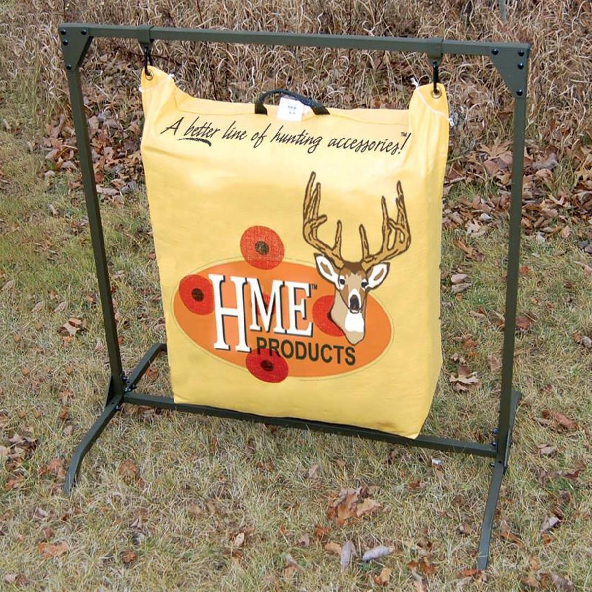 HME HME Bag Target Stand for Indoor and Outdoor Bow Hunting Practice & Archery Training Durable Adjustable Bag Holder with Stabilizer Pin and Raised Leg Design, Olive