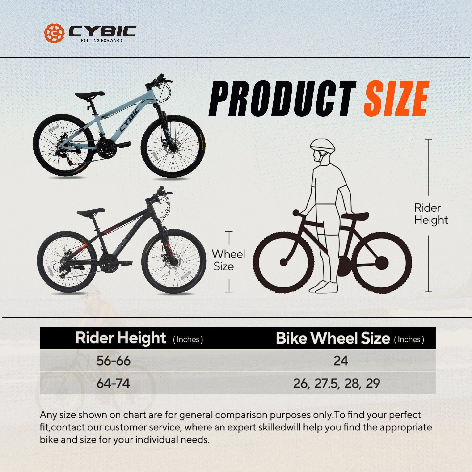 CYBIC CYBIC Mountain Bike 24/26in, 21-Speed Disc, Front Suspension Mountain Bike, Youth/Adult Mens Womens Commuter City Snow Bicycles (Blue, 26inch)