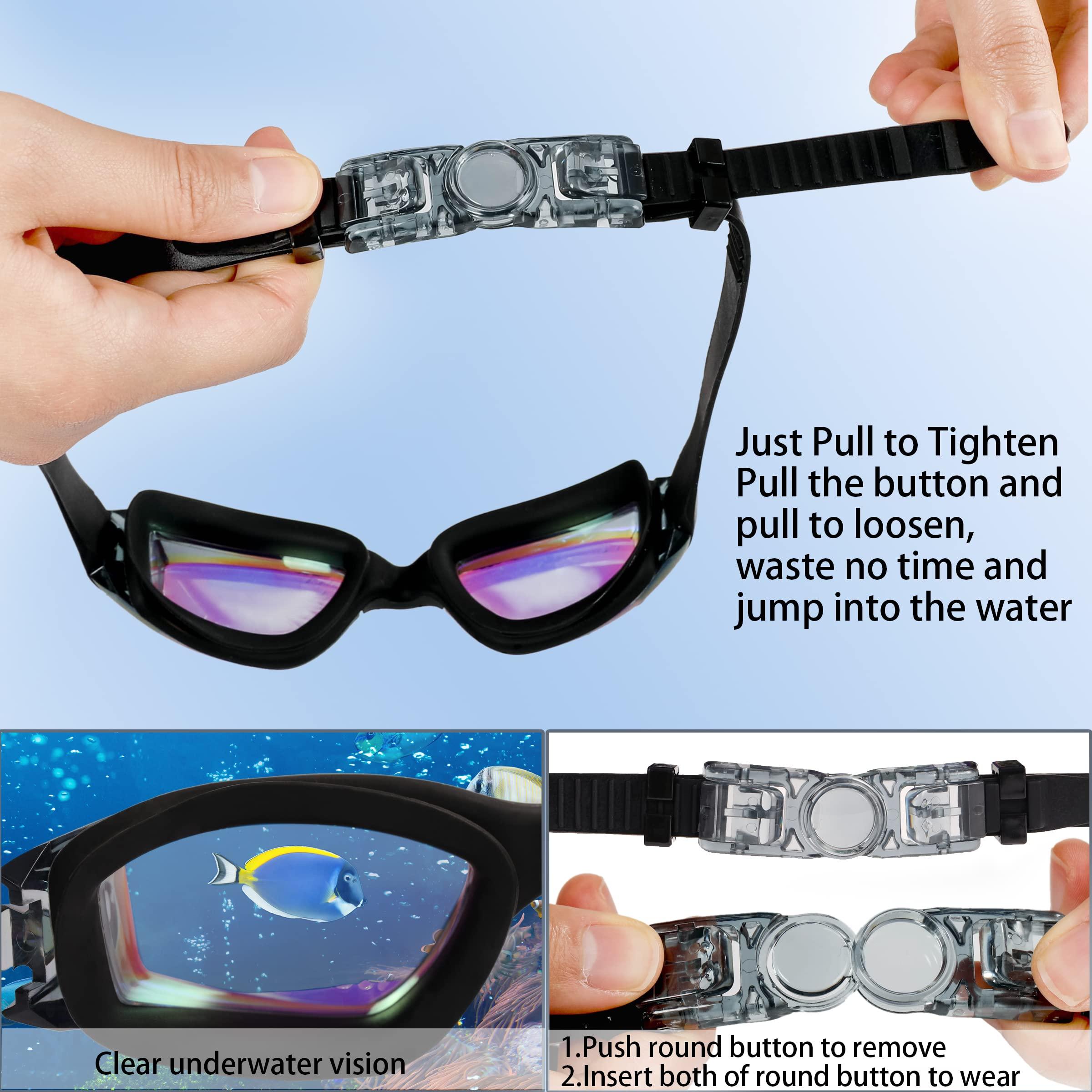 EWPJDK EWPJDK Swim Goggles - 2 Pack Swimming Goggles Anti Fog No Leaking For Adult Women Men (Aqua & Bright Silver)