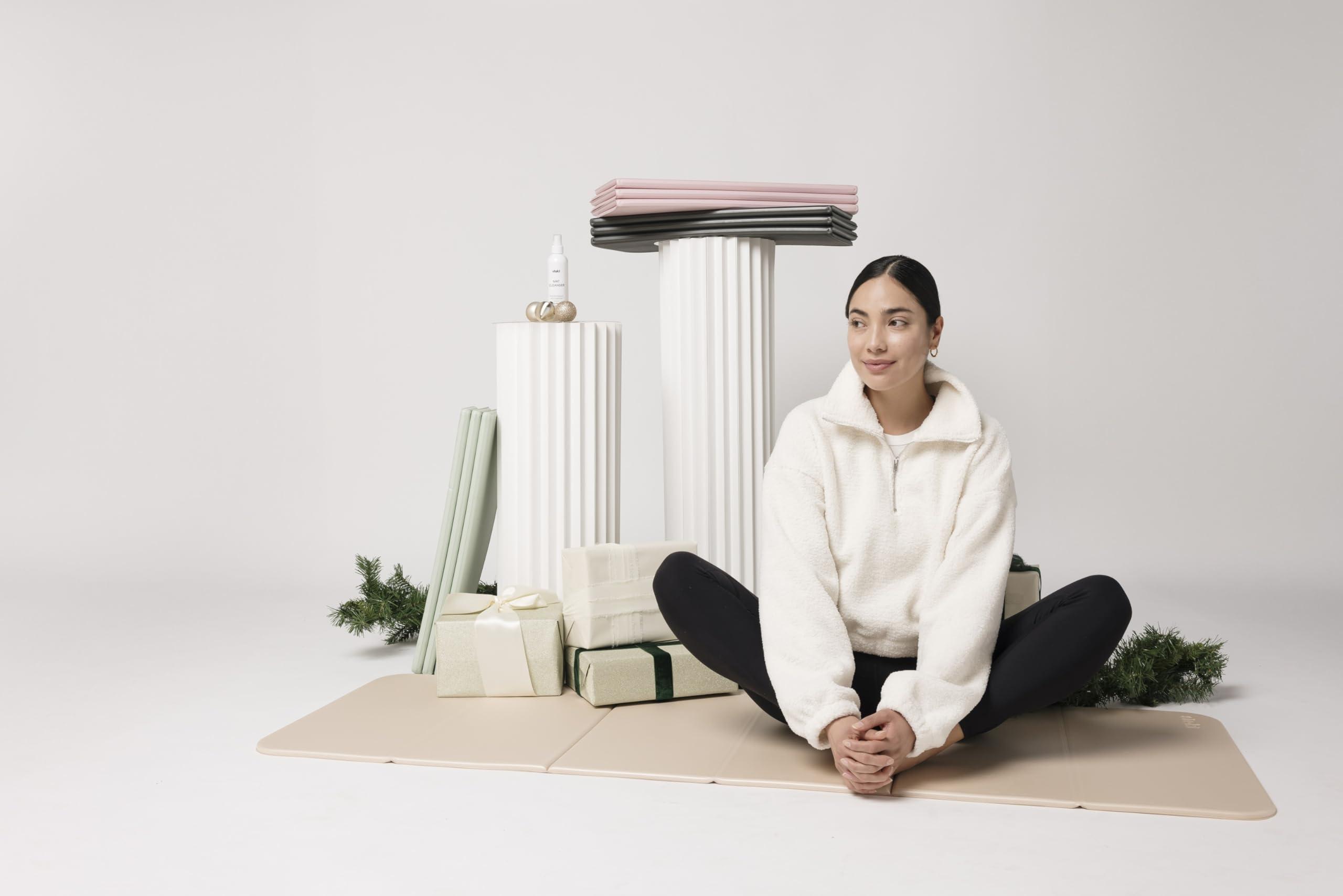 Stakt Stakt Foldable Multi-Purpose Fitness & Yoga Mat with Patented Design, Workout Mat with Non-Slip Surface, Portable & Lightweight, For Studio or Home Use, As Seen on Shark Tank (Rosewater)