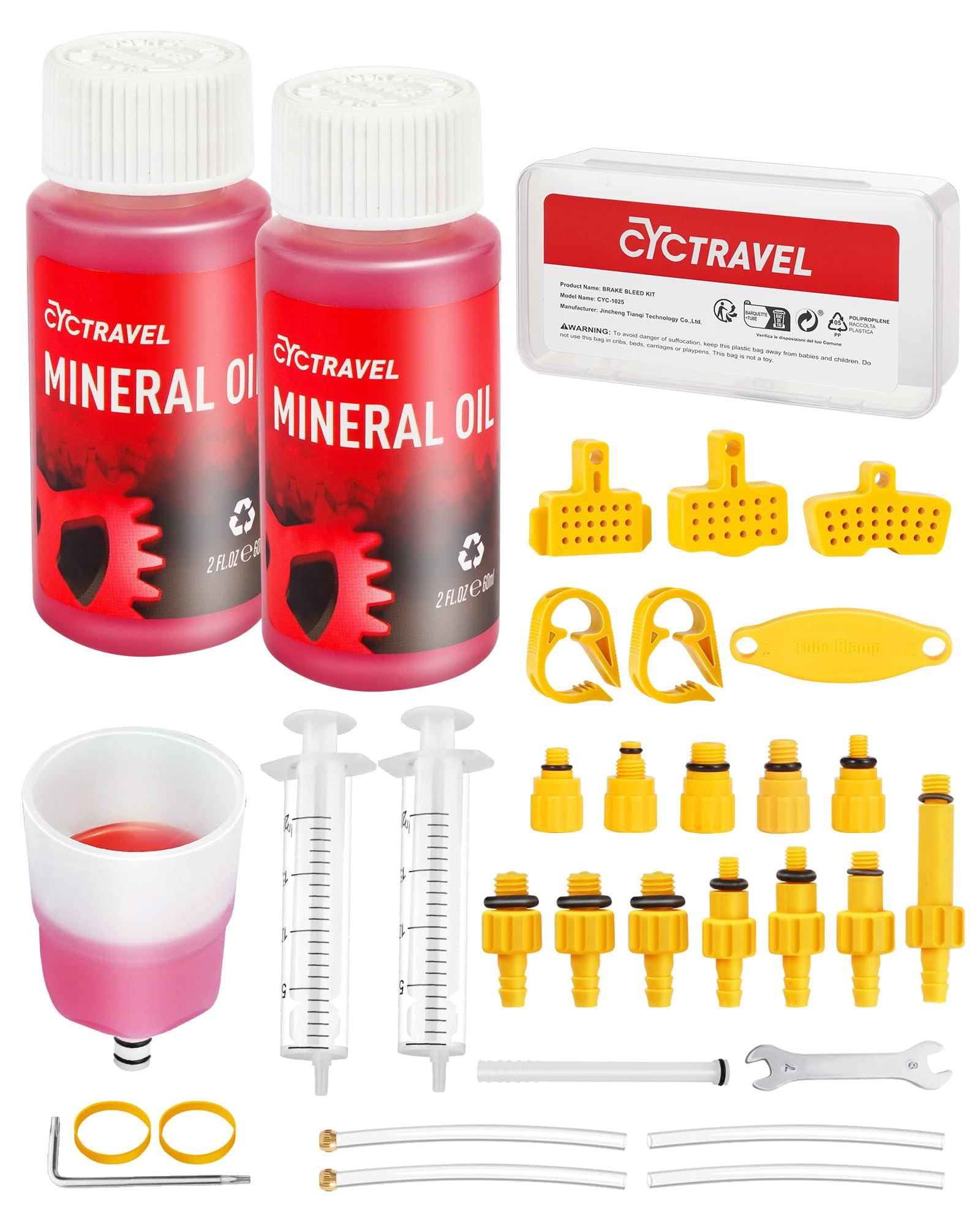 cyctravel cyctravel Brake Bleed Kit for Shimano, TEKTRO, TRP Hydraulic Disc Brakes, Mountain Brake Bleed Kit Including High Performance Mineral Oil Brake Fluid (120ml+300ml).